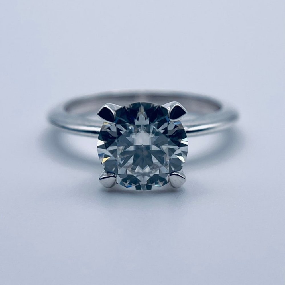 2ct D Round Cut Moissanite 4 Prong Solitaire Ring 14K Gold Plated Size 6 7 7.5 - Picture 2 of 10